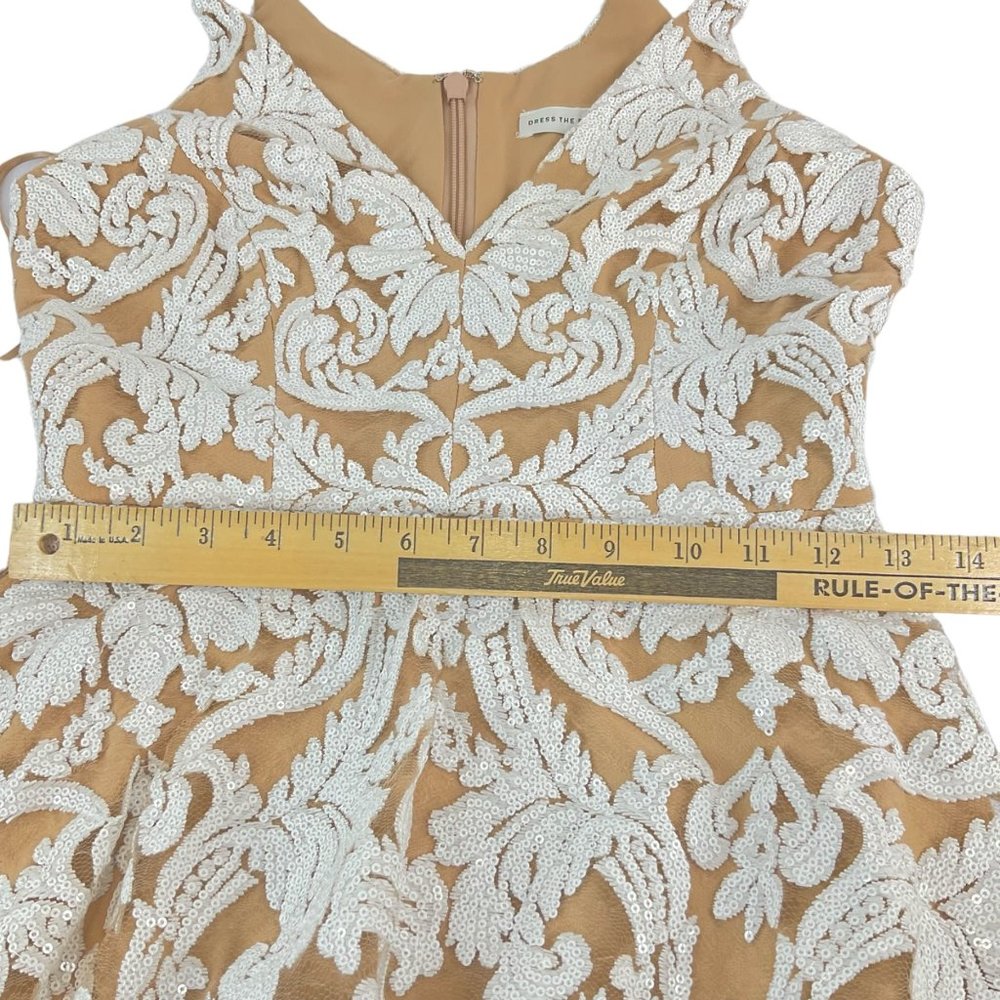 Dress the Population Dress Womens Sz S Blair Lace MiDi White Nude Msrp $269 - Picture 13 of 14